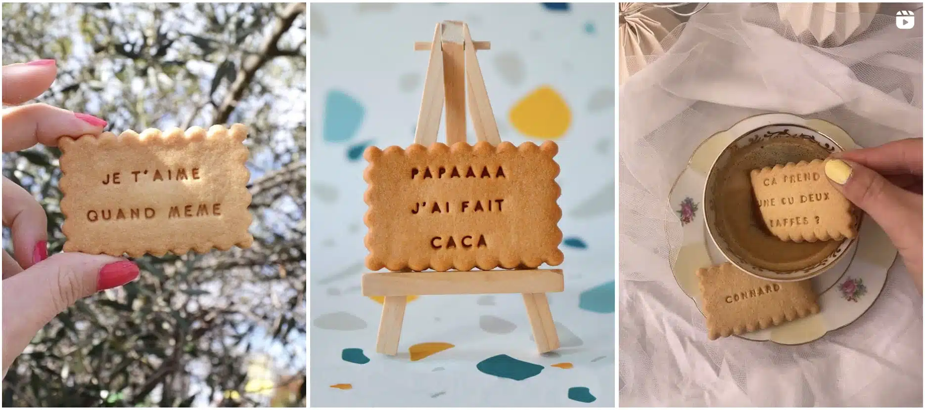 Biscuits personnalisés Shanty Biscuits avec des messages humoristiques en français