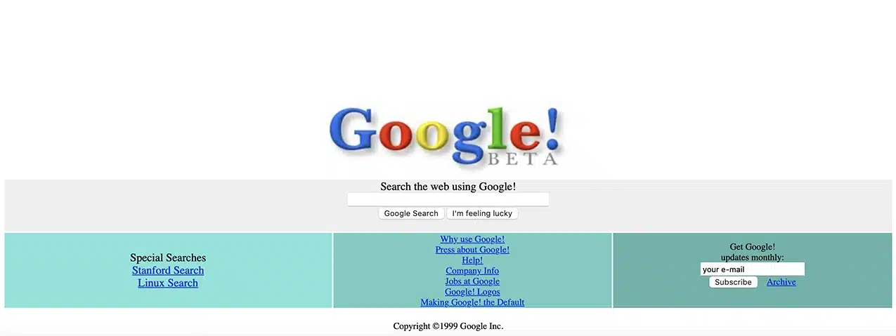 Capture d'écran de l'ancienne interface de Google