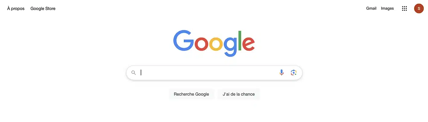 Capture d'écran de l'interface actuelle de Google