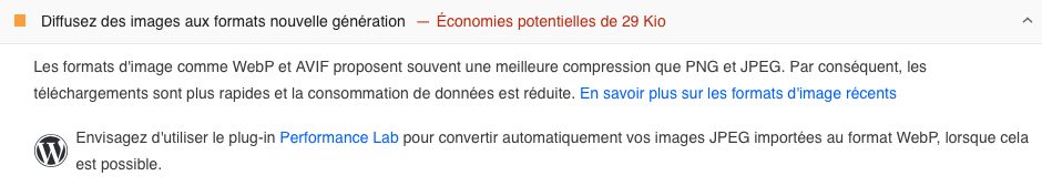 screen image nouvelle génération site web google page speed insight