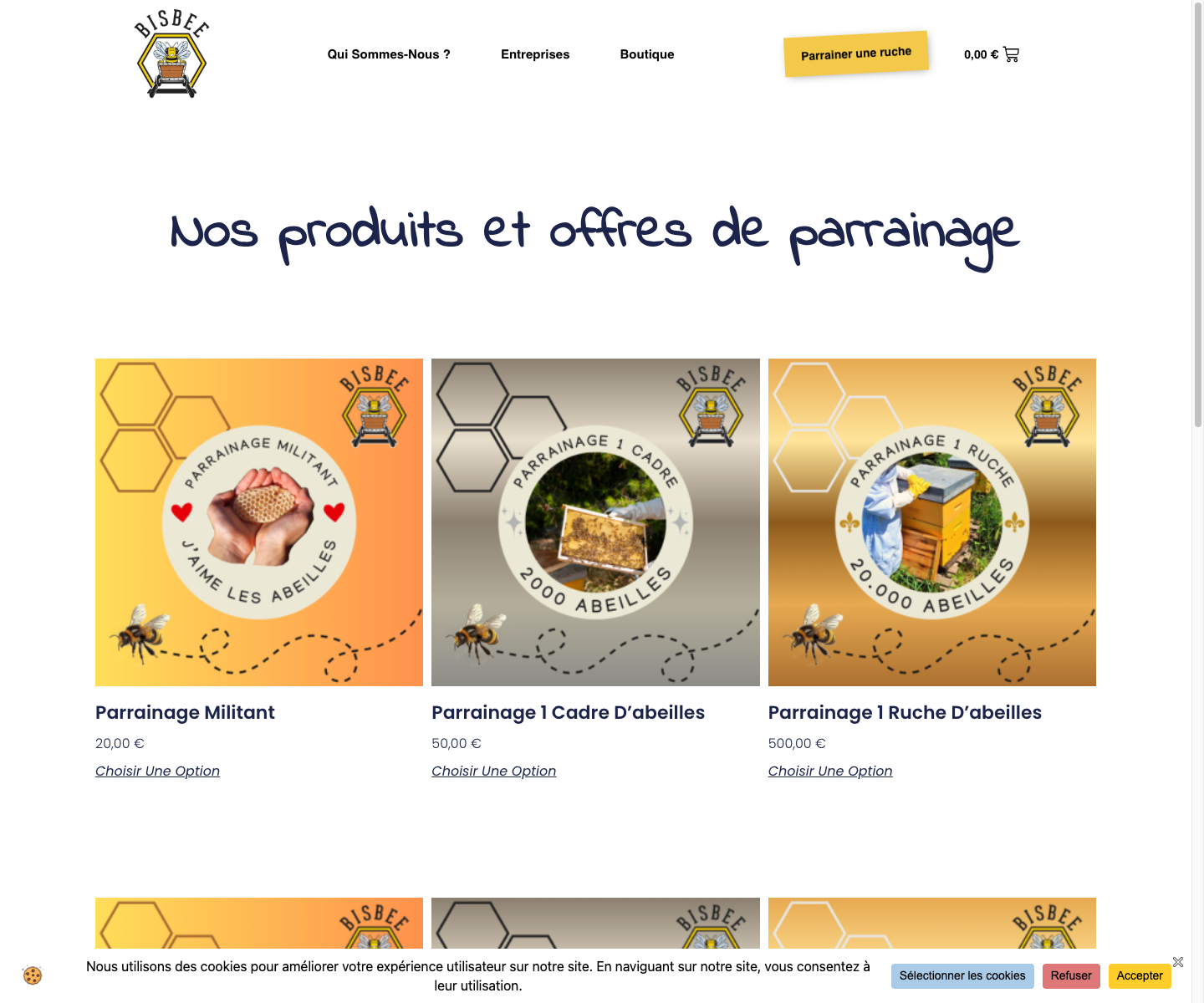 Boutique Bisbee avec les formules de parrainage