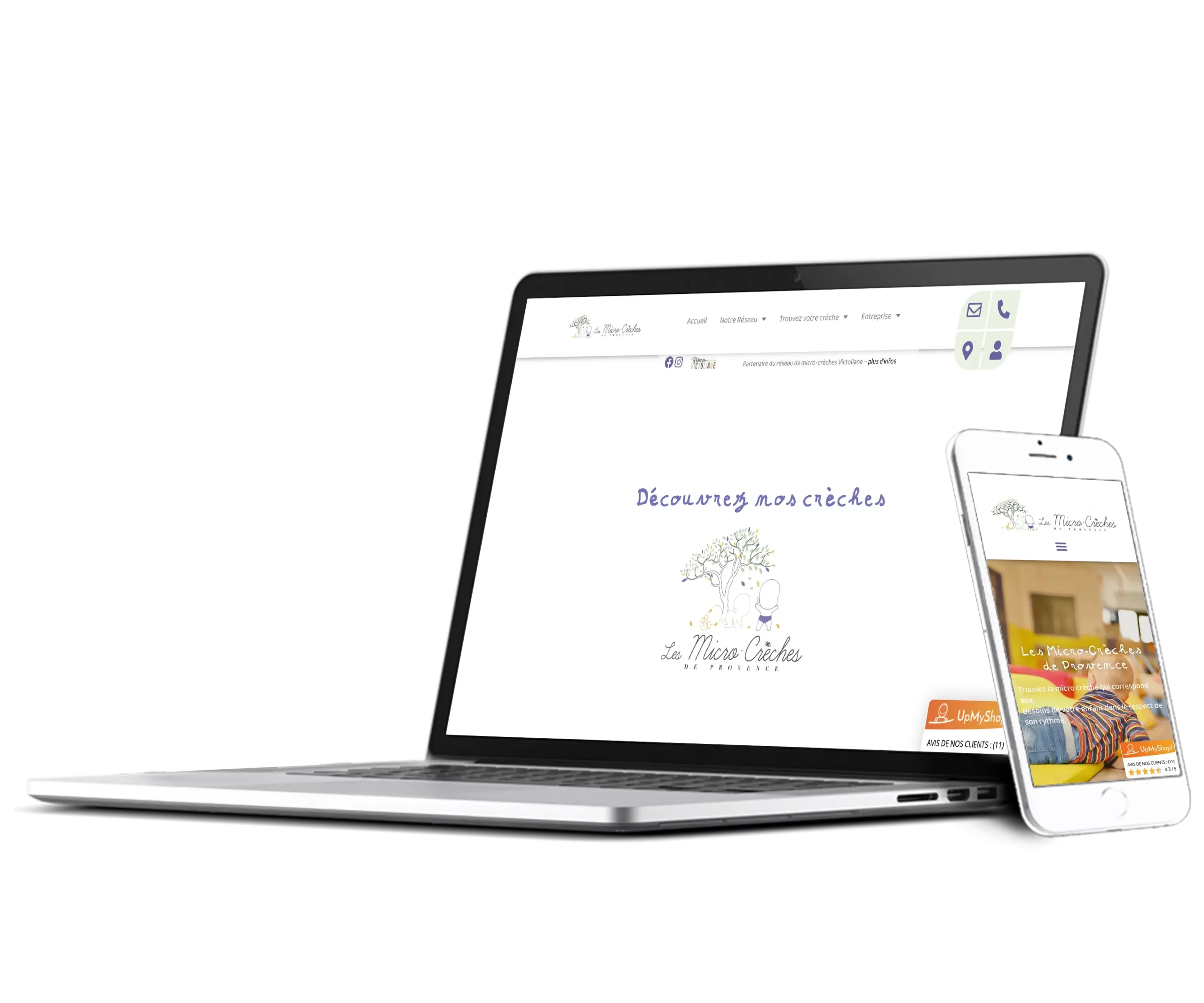 Page d accueil du site des Micro-Creches de Provence apres refonte