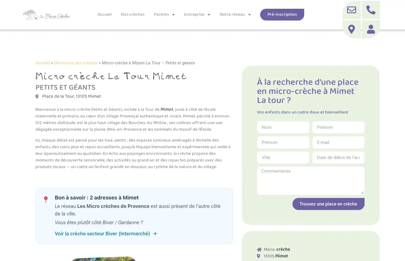 Page micro-creche locale optimisée