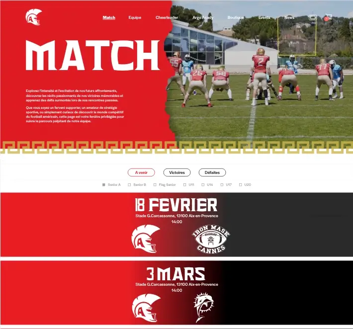 Page matchs des Argonautes