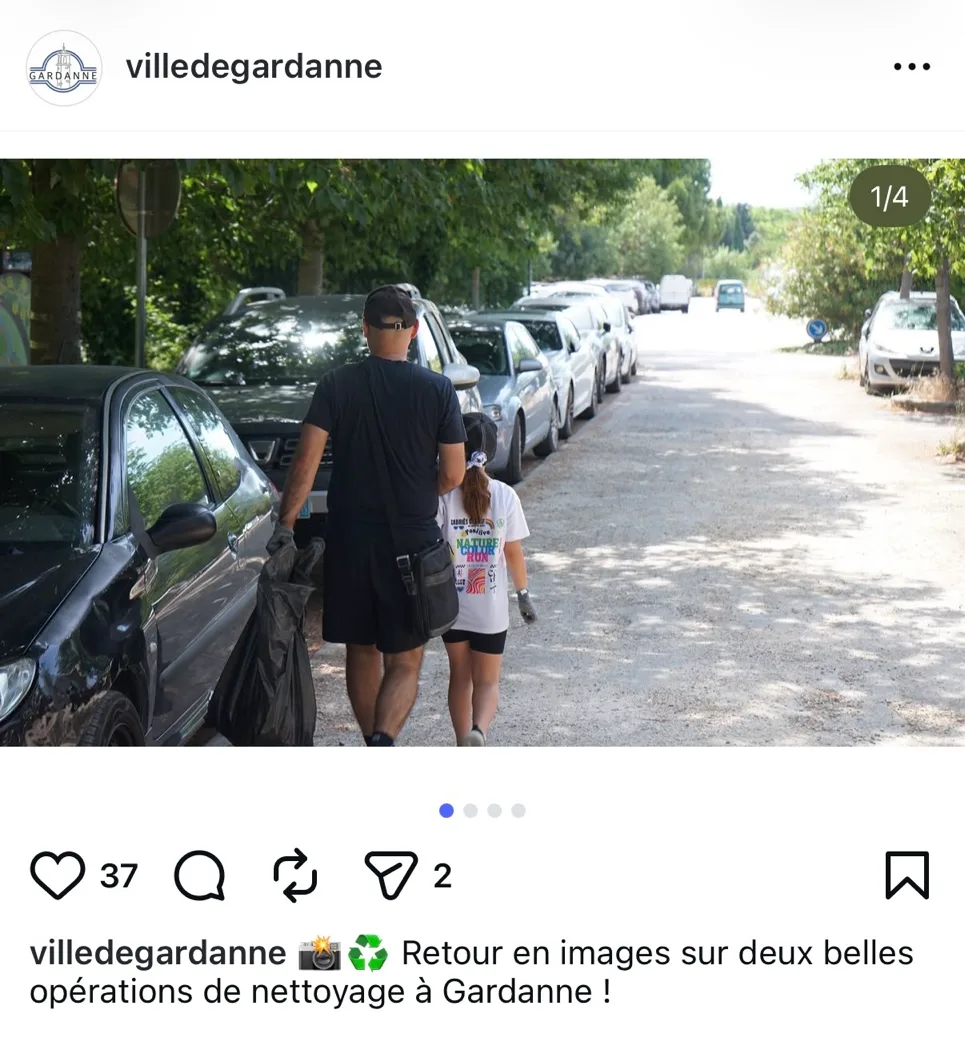 Exemple de publication Instagram de la Ville de Gardanne sur une action de nettoyage citoyen