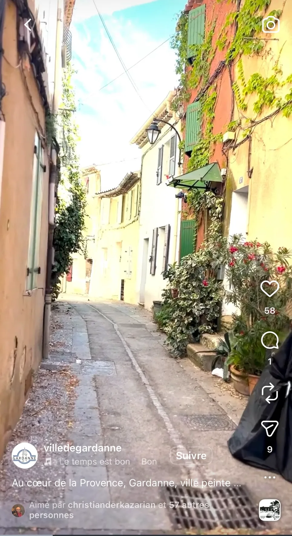 Exemple de reel Instagram présentant Gardanne, Cézanne et la Provence