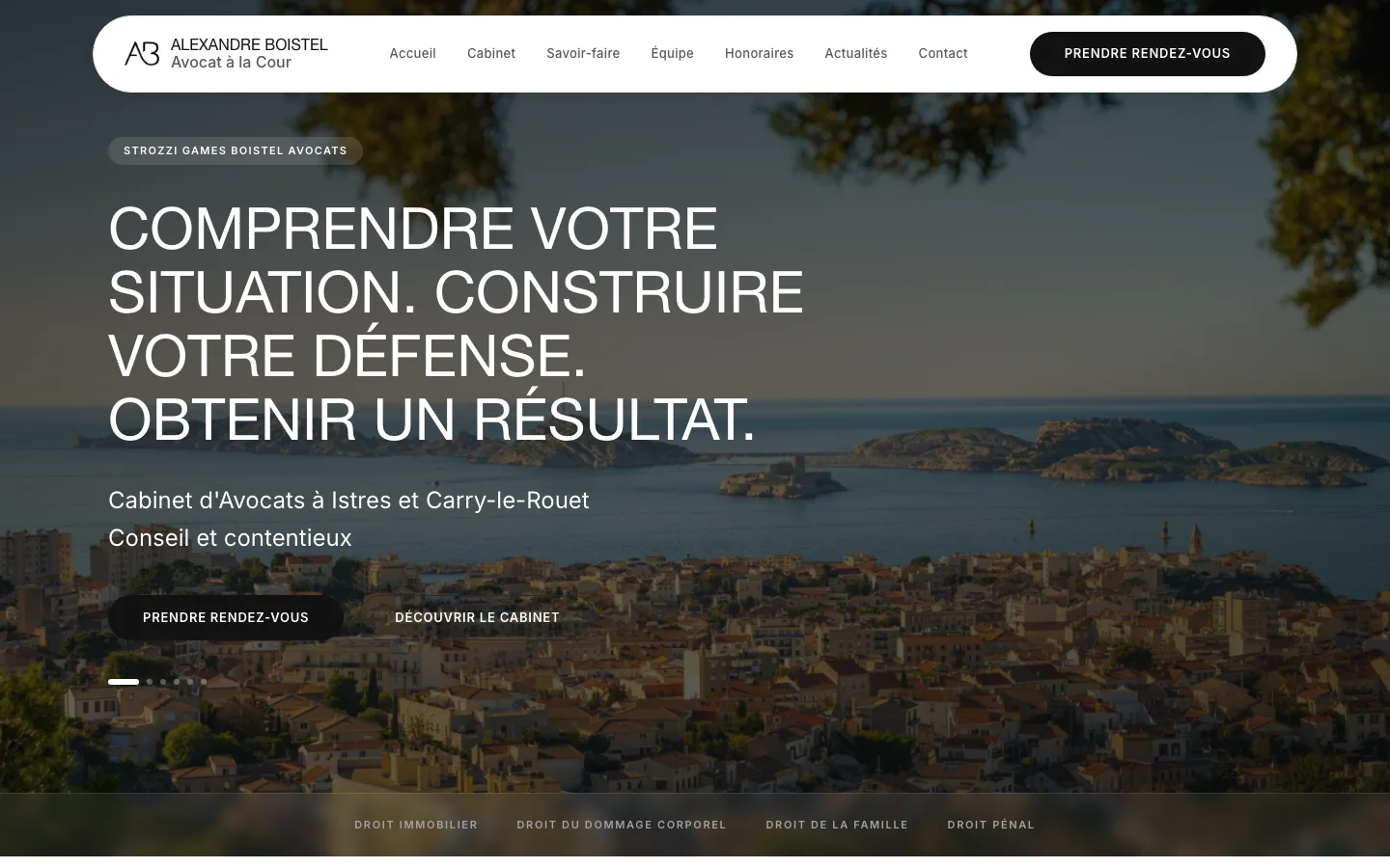 Premier écran du site sur mesure Boistel Avocat