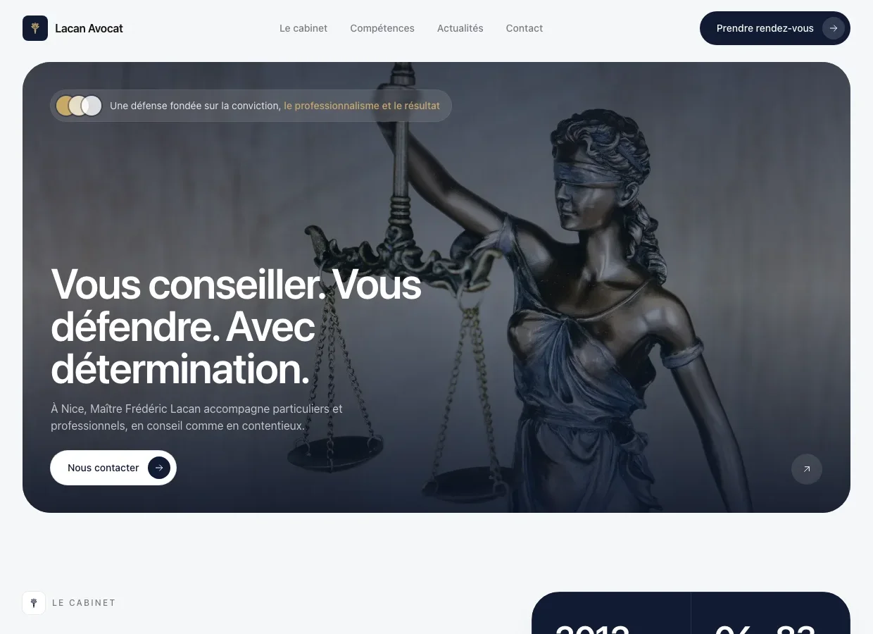 Premier écran du site LACAN Avocat