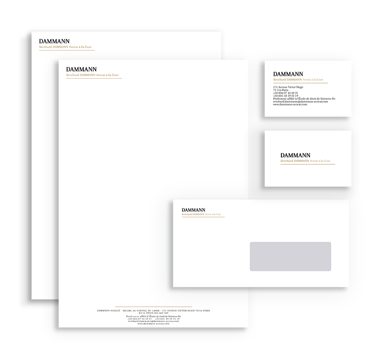 Visuels, design papeterie dammann avocat paris